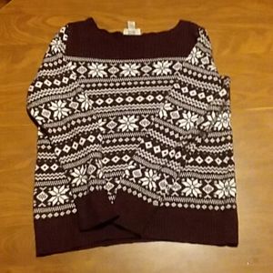 Plum patterned off the shoulder sweater